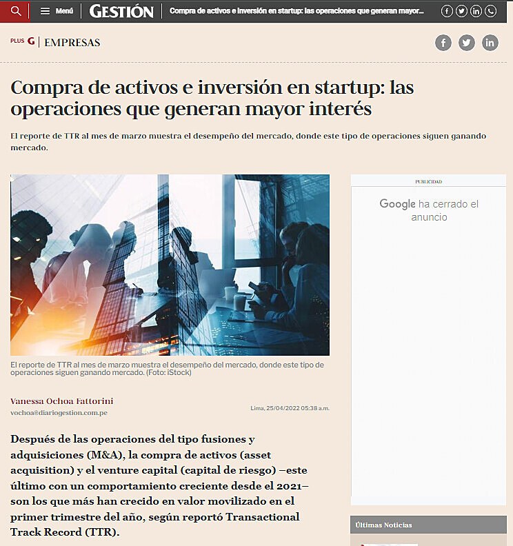 Compra de activos e inversin en startup: las operaciones que generan mayor inters